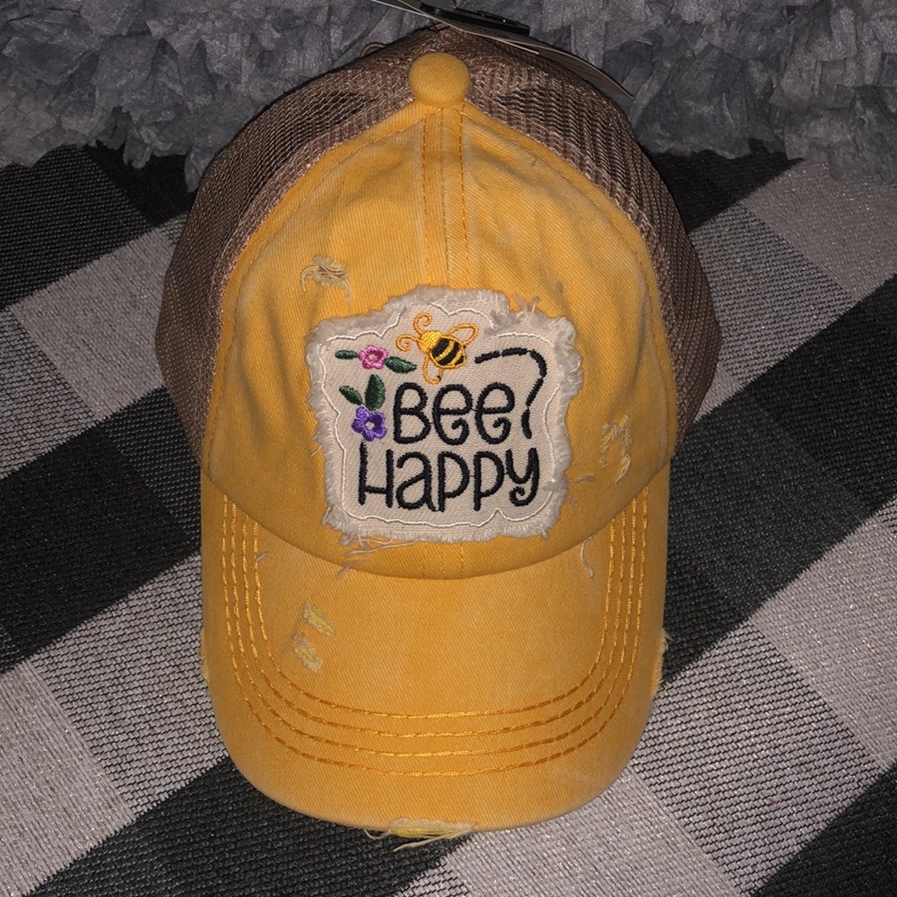 bee 🐝 happy kids ponytail baseball cap - Picture 4 of 10